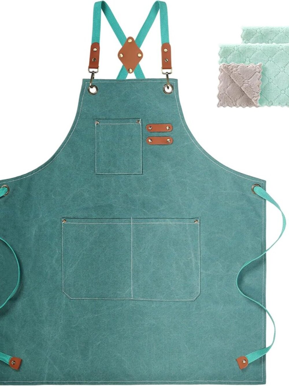 Chef Apron, Cotton Canvas Gardening Apron with Large Pockets for Men and Women,K
